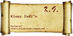 Klosz Iván névjegykártya